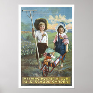 Póster Jardins Escolares dos EUA, 1919. Publicidade Antig