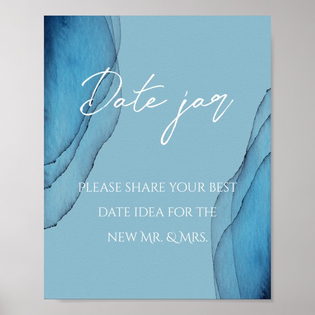 Poster Jarra de datas azul oceano aquamarine para chá de  (Frente)