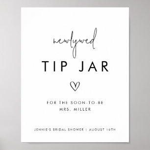 Poster Jarra de gorjetas para recém-casados minimalista p