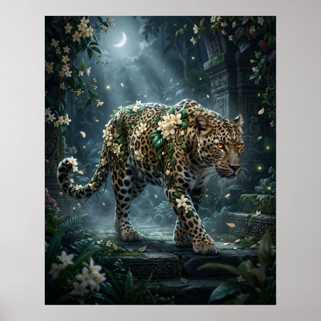 Poster Jasmim Leopardo Lua Florir (Frente)