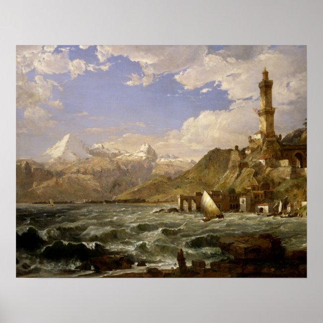Poster Jasper Francis Cropsey - A Costa de Génova (Frente)