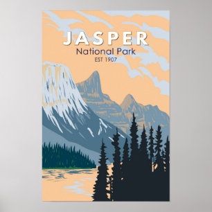 Poster Jasper National Park Canada Viagem Art Vintage