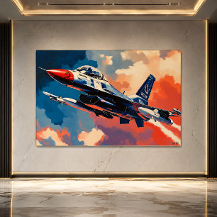 Poster Jato de Combate Pop Art - Arte de Aviação em Ascen