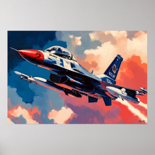 Poster Jato de Combate Pop Art - Arte de Aviação em Ascen