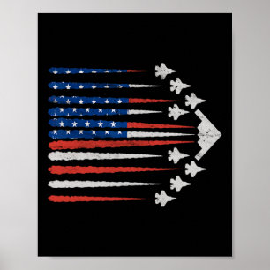 Poster Jatos de Combate Patrióticos Bandeira dos EUA Verm