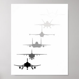 Poster Jatos de Combatente da Força Aérea F-4 F-111 F-15