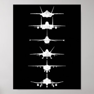 Poster Jatos de Combatente da Força Aérea F-4 F-111 F-15