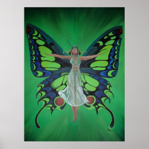 Poster Jazz Age Showgirl Flapper Vestindo Asas Borboletas
