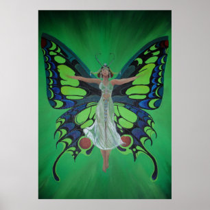 Poster Jazz Age Showgirl Flapper Vestindo Asas Borboletas