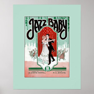 Póster Jazz Baby 1920 jazz age vintage sheet music cobrir