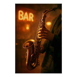 Póster Jazz em Luzes de Bar