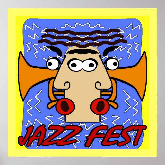 Póster Jazz Fest Cubism Face e Horn (Frente)