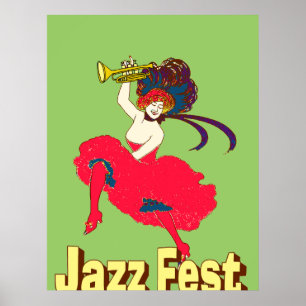 Póster Jazz Fest Lady With Horn