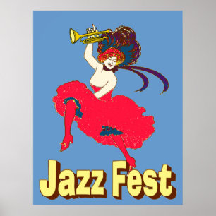 Póster Jazz Fest Lady With Horn