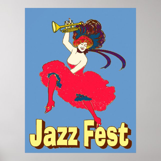 Póster Jazz Fest Lady With Horn (Frente)