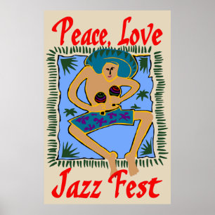 Poster Jazz Fest, Peace Love, Rasta Man