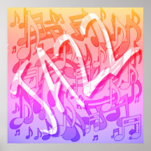 Jazz Music Pattern Dancing Swirling Notes Colorida