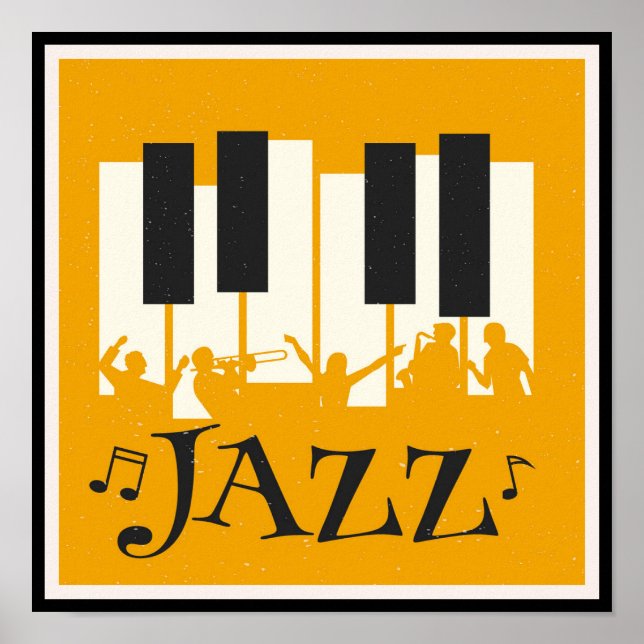Poster Jazz Piano Music Illustration Musical notes (Frente)