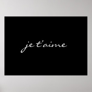 Poster je t’aime Eu Amo Você Francês Chic Black & Whi
