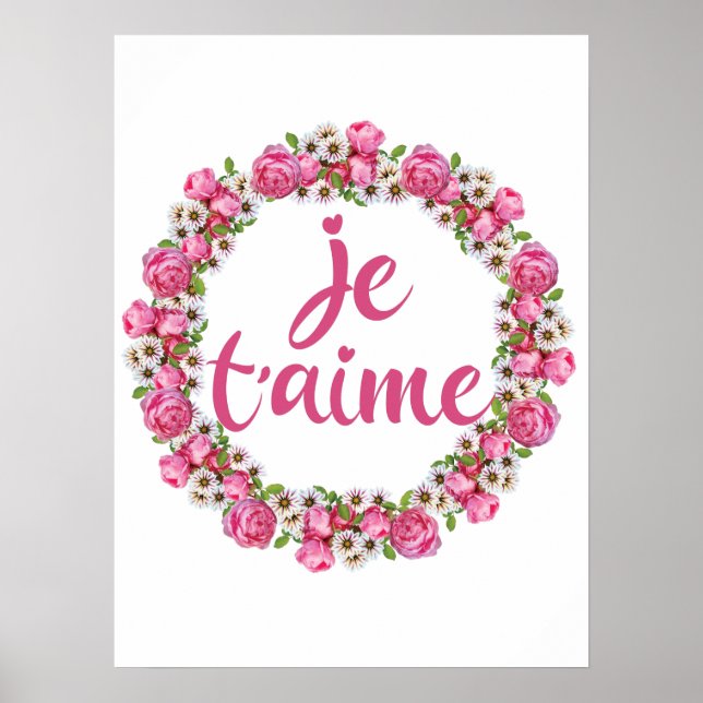 Poster Je T'aime - Eu Te Amo - Ditos Franceses (Frente)