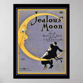 Póster "Jealous Moon" Art Deco Sheet Music Cobrir 12 x 16