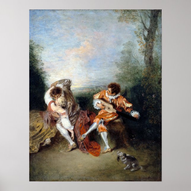 Poster Jean-Antoine Watteau La Surprise (Frente)