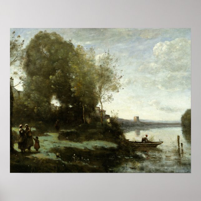 Poster Jean-Baptiste-Camille Corot - Rio Distante (Frente)
