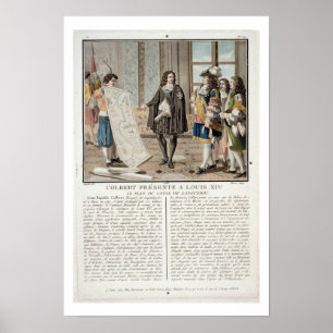 Póster Jean Baptiste Colbert (1619-83) apresenta o mapa o