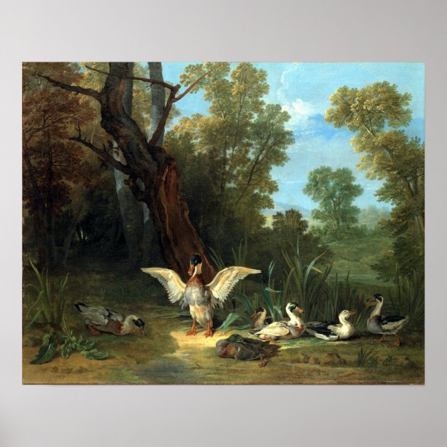 Poster Jean-Baptiste Oudry Ducks Descansando em Sunshine (Frente)