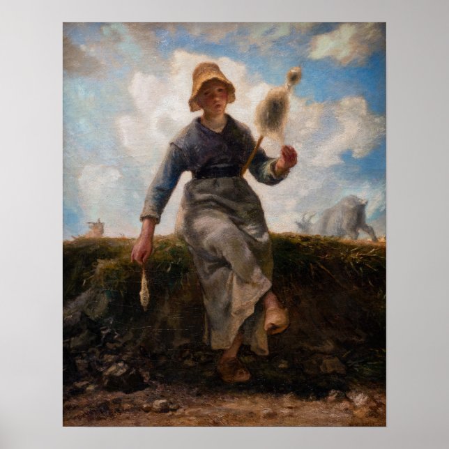 Poster Jean-Francois Millet - A Menina Fiandeira (Frente)