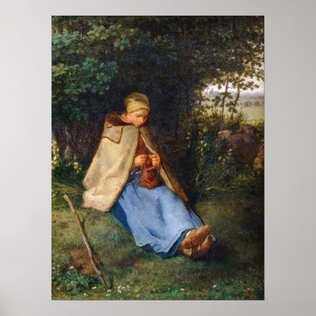Poster Jean-Francois Millet - The Knitter (Frente)