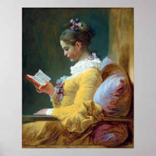 Poster Jean Honoré Fragonard Young Girl Ler