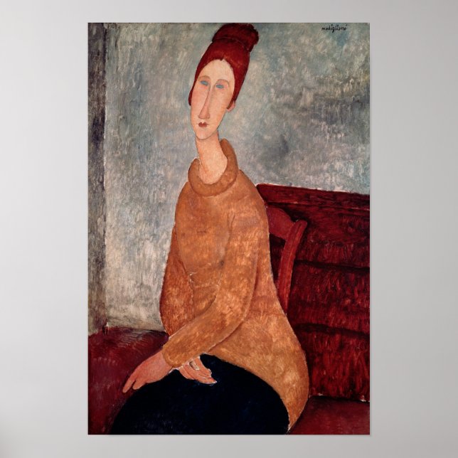 Póster Jeanne Hebuterne em um Jumper Amarelo, 1918-19 (Frente)