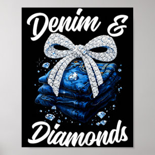 Poster Jeans e diamantes se curvam à moda ocidental glamo