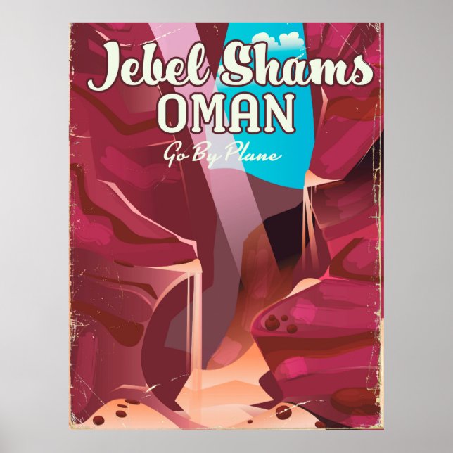 Poster Jebel Shams, Oman viagens vintage poster. (Frente)