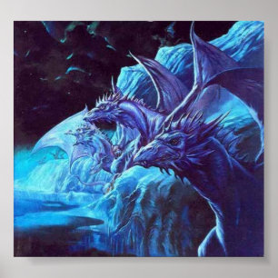 Póster Jeff Easley - desconhecido - dragões azuis em uma