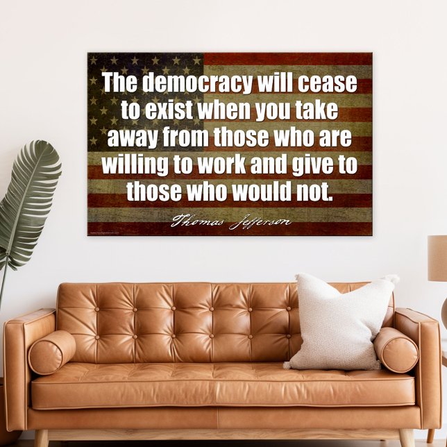 Póster Jefferson: A democracia deixará de existir... (Patriotic Poster)