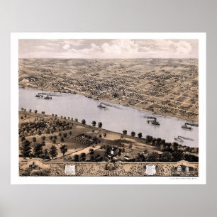 Póster Jefferson city, mapa panorâmico do MO - 1869