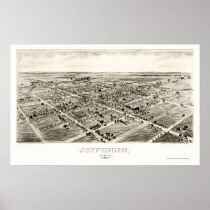 Poster Jefferson, mapa panorâmico do OH - 1901
