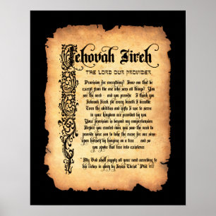 Póster Jehovah Jireh, senhor nosso fornecedor: Nomes do