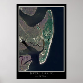 Póster Jekyll Island Georgia Do Mapa do Satélite Espacial