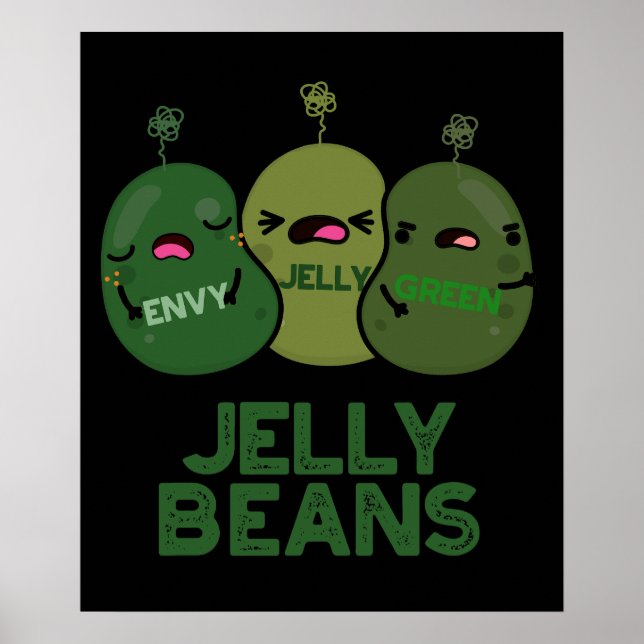 Poster Jelly Beans Engraçado Doces Enjoados Pun Dark BG (Frente)