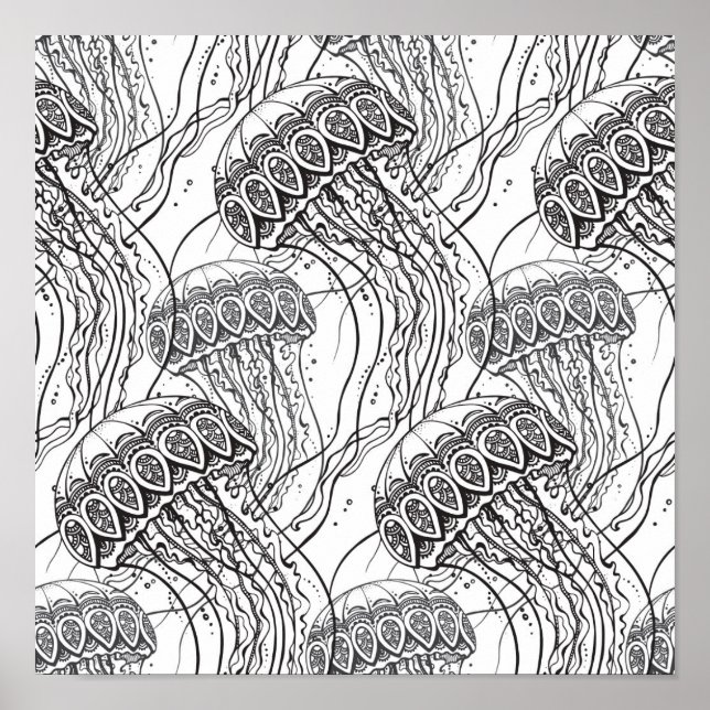 Póster Jelly Fish Doodle 2 (Frente)