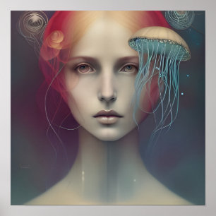 Poster Jellyfish Fantasy Woman