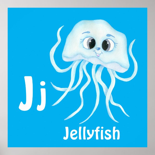 Poster Jellyfish personaliza ABC: Letra J-Add Your Name (Frente)