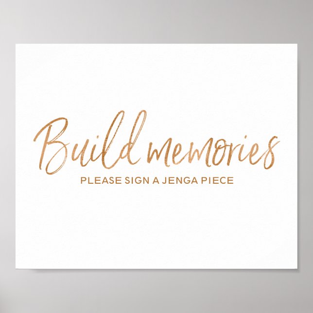 Póster Jenga Piece Guest Book 8x10 - Dourado Sinal de Cas (Frente)