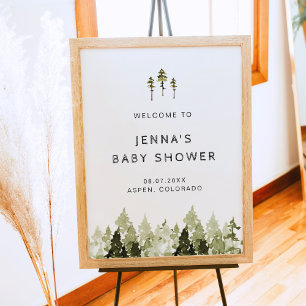 Poster JENNA Rustic Pine Tree Chá de fraldas Bem-vindo