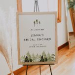 Poster JENNA Rustic Pine Tree Chá de panela Bem-vindo<br><div class="desc">Este sinal de boas-vindas do chá de panela apresenta pinheiros de aquarela rustica e uma fonte manuscrita boêmica. Este sinal de boas-vindas tem uma redação perfeitamente editável e é perfeito para o seu evento temático de montanha ou floresta.</div>