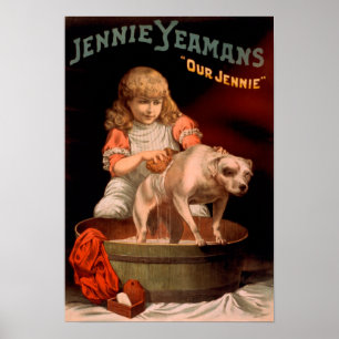 Póster Jennie Yeamans do "cão de lavagem da menina nosso