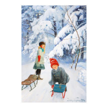 Jenny Nyström Crianças de trenó 1910 Winter XL
